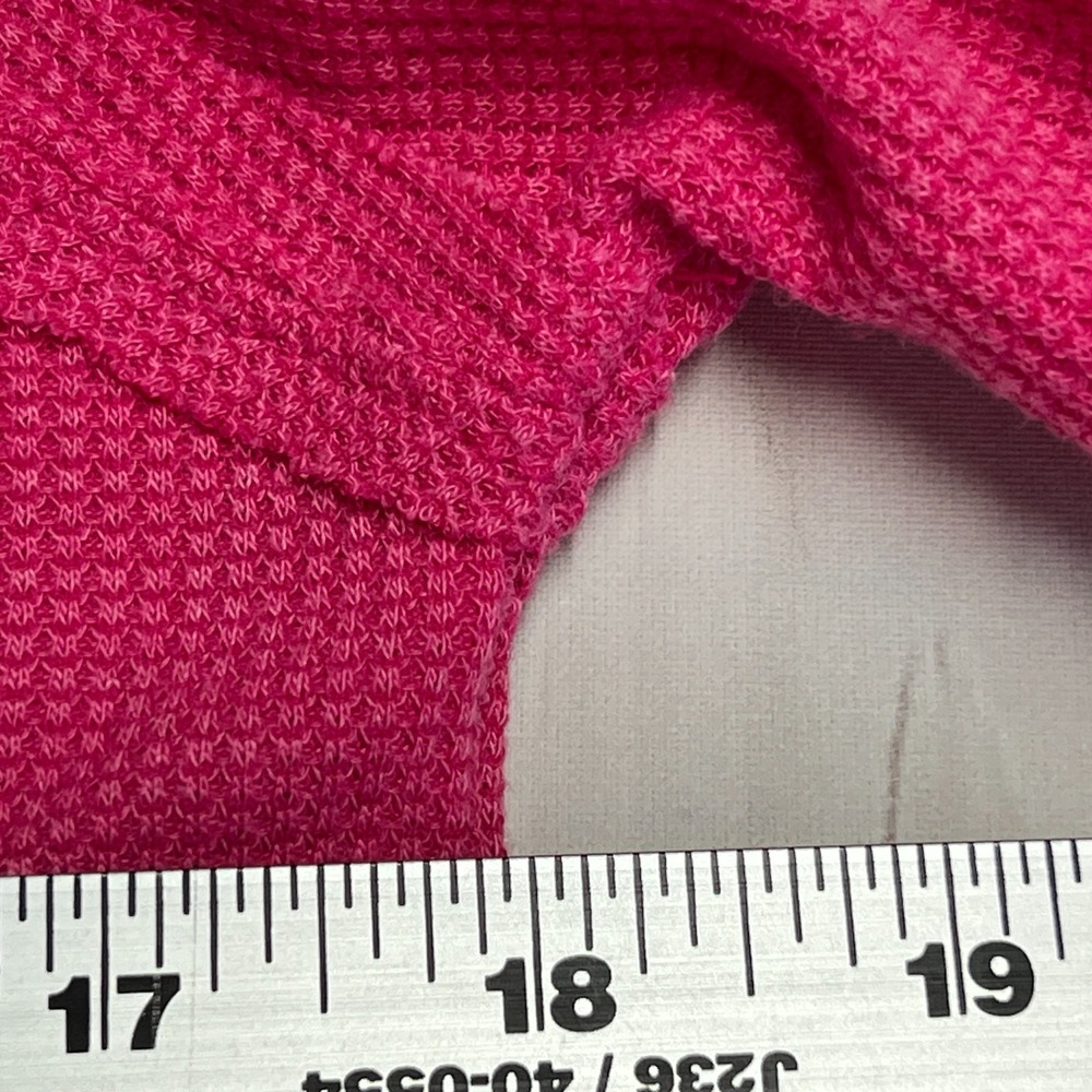Zenana Top Womens Medium Pink Waffle Knit T-Shirt Long Sleeve Round Neck Solid - Picture 4 of 9